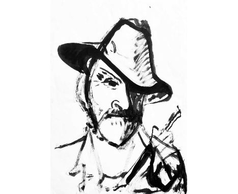 Sven BERLIN (1911-1999) Self Portrait  Pen and ink, 59 x 41 cm