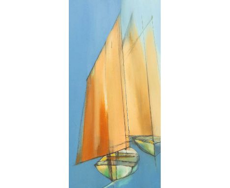 Michael J. PRAED (1941) Brown Sails, Blue Light - Sails Series  Oil on board, signed, further signed and inscribed to verso, 