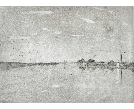 Bernard Howell LEACH (1887-1979) Night on the Thames  Etching, plate 15cm x 19.5cm, 28cm x 37.5cm with margin.  Please see ad