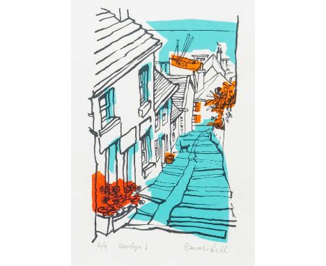 Sarah BELL (XX-XXI) Newlyn 1  Handpulled silk screen print, signed and inscribed, numbered 6/9, image size 28 x 18cm, 43 x 53