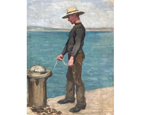 Newlyn School A Summer Pastime  Oil on canvas, 76.5 x 56cmCataloguer's NoteWe believe this painting portrays the end of Newly