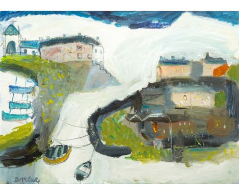 Daphne MCCLURE (1930-2023) Double Harbour, 2000  Mixed media, signed, further signed, titled and dated to verso, 40 x 55cm, f