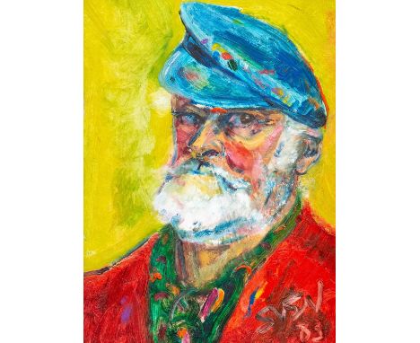 Sven BERLIN (1911-1999) Self Portrait, 1983  Oil on board, signed and dated, 40 x 30 cm, framed 45 x 35cm