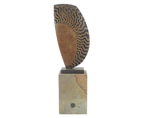 Peter BEARD (1951) Sail Form  Bronze on sandstone base, impressed makers seal, numbered 1/25, height 36.5cm