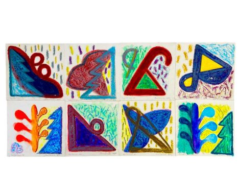 John EDWARDS (1938-2009) Eight works from the Siri Fort Series Mixed media on paper, signed and dated 04/07, titled A1-A8, 40