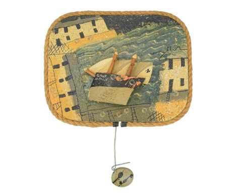 John MALTBY (1936-2020) Alfred Wallis  Painted wooden automata, stamped 'John Maltby' to verso, 19 x 23cm (30cm including pen