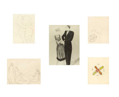 Alec WALKER (1889-1964) Four works from Paris Sketchbooks, circa 1920s  Three pencil drawings and one watercolour, each with 