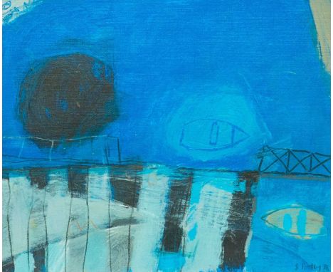 Simon POOLEY (1955) Blue Harbour Bridge Mixed media on paper, signed and dated '98, titled to label verso, 17cm x 20.5cm, 32.