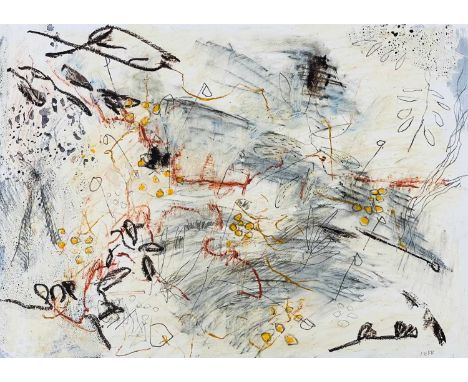 Judith KERR (XX-XXI) Intuitive Drawing  Mixed media on paper, signed, 42cm x 59cm, 59cm x 84cm including backing board.