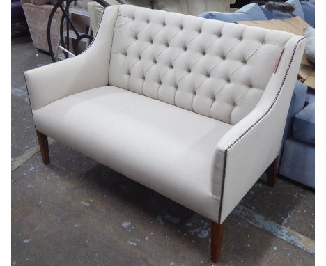 SOFA, contemporary buttoned back finish, neutral upholstery, 131cm W. 