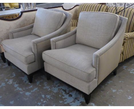 BESPOKE SOFA LONDON ARMCHAIRS, a pair, 76cm approx. (2) 