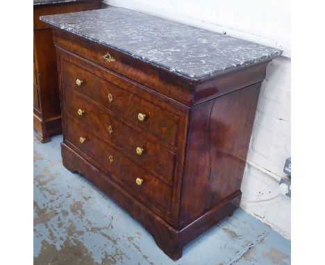 COMMODE, Louis Philippe walnut, the grey marble top over a frieze drawer and three others, 114cm x 57cm x 97cm H. 