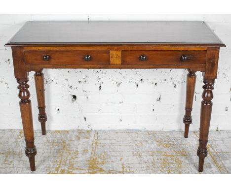 WRITING TABLE, Victorian mahogany with two drawers, 75cm H x 106cm x 49cm. 
