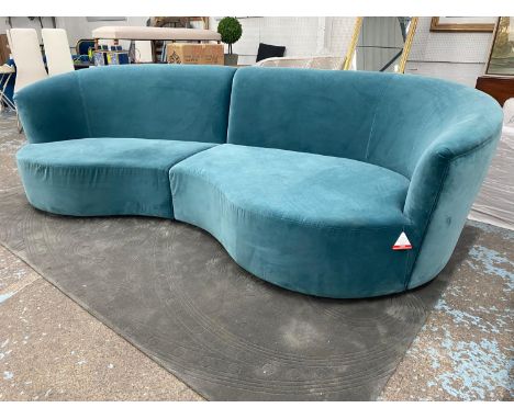 SMANIA ERNEST SOFA, in teal velvet, 300cm x 138cm x 90cm H. 