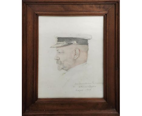 RHEINHOLD BEGAS (1831-1911) 'Portrait of Grand Admiral Hans Von Koester of the Prussian and Imperial German Navy', pencil and