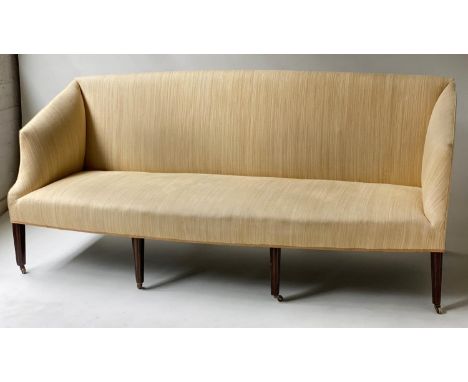 GEORGE III SOFA, mahogany with arched back and eight tapering supports, 197cm W. 