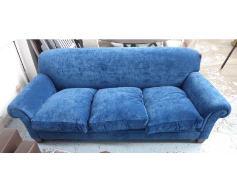 GEORGE SMITH SOFA, blue velour finish, 225cm W. 