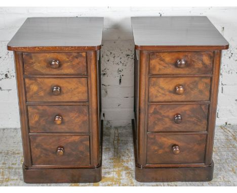 BEDSIDE CHESTS, a pair, Victorian mahogany, each adapted with four drawers, 71cm H x 42cm x 55cm. 