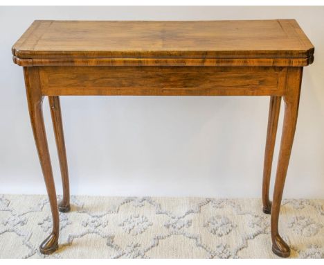 CONCERTINA ACTION CARD TABLE, George I walnut, circa 1720, with double hinged green baize lined top, provenance: Apter Freder