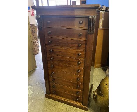 WELLINGTON CHEST, Victorian mahogany with ten drawers enclosed by twin stiles, 71cm x 51cm x 133cm H. 