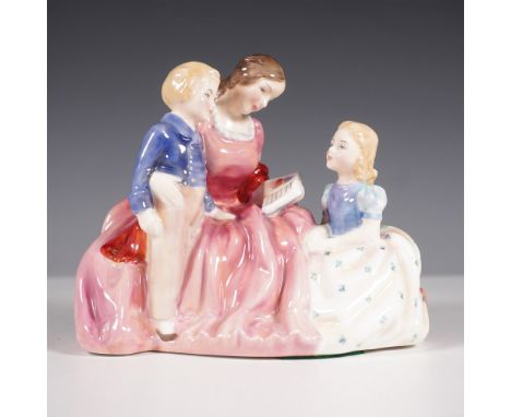 Fine bone china figurine from the Family series. This piece depicts a mother reading to her two children. The figurine showca