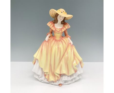 Elegant Royal Doulton Pretty Ladies figurine titled Heartfelt Wishes, model HN 5421. This fine bone china figurine depicts a 