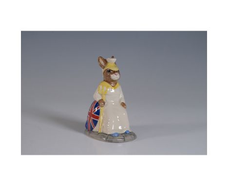 Royal Doulton Bunnykins Britannia Bunnykins DB219 limited edition figurine. This hand-decorated ceramic figurine features a b