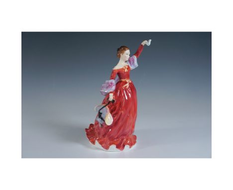 Royal Doulton figurine titled "Fond Farewell," model HN3015, measuring 8"H. Crafted from fine bone china, this piece was mode