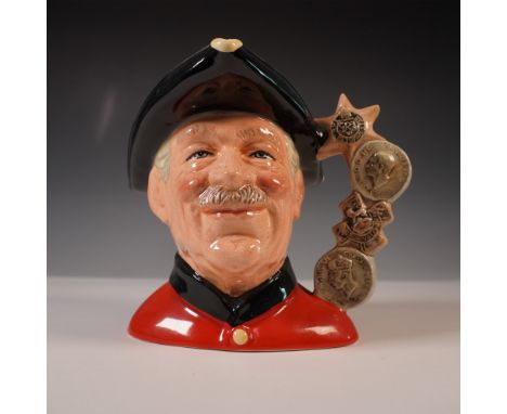 Vibrant and proudly detailed Royal Doulton character jug titled Chelsea Pensioner, model D6817. Designed by Stanley James Tay