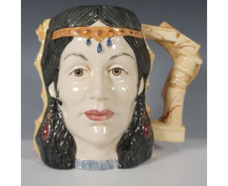 Royal Doulton large double-faced character jug of Samson and Delilah (D6787) is a hand-painted ceramic jug that uniquely feat