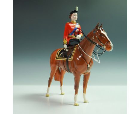 This finely crafted Beswick porcelain figurine depicts HM Queen Elizabeth II mounted on her horse Imperial during the 1957 Tr