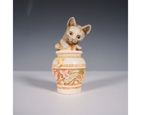 A charming Harmony Kingdom collectible ring box titled "Jardinia," featuring a finely sculpted cat playfully peeking out of a