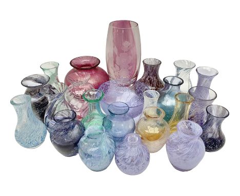Collection of Caithness glass vases and dishes, to include mottled and swirl designs,  largest 20cm (23)