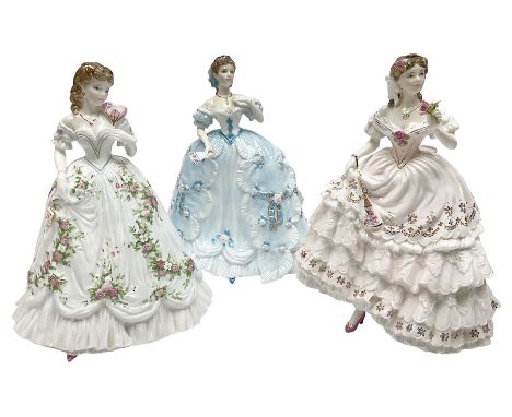 Three Royal Worcester figurines,  The First Quadrille, The Fairest Rose and Queen of Hearts, largest H21cm