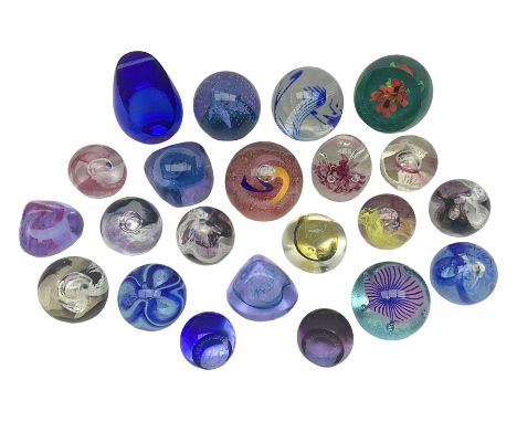 Collection of paperweights to include Caithness and similar, Caithness examples including Moonbeam, Mooncrystal, Pebble, Petu