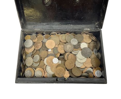 Great British and World coins, including pre-decimal pennies, threepence pieces and other denominations etc, housed in a vint