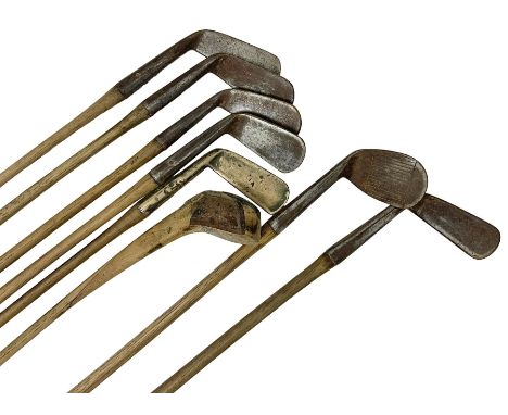 Collection of vintage wooden shaft golf clubs, including J & D Clark,  J Winton, etc (7)