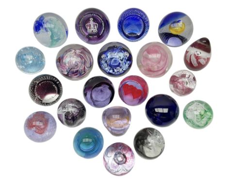 Collection of paperweights to include Caithness and similar, Caithness examples including Ruffels, Razzamataz, Mooncrystal, L
