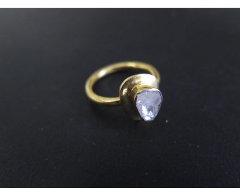 A silver gilt rough cut diamond ring, size P/Q, diamond approx 10mm x 6mm, in unworn condition 