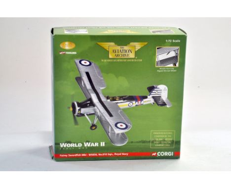 Corgi Diecast model aircraft 1:72 scale comprising Aviation Archive No.  AA36302 Fairey Swordfish Mark 1 Royal Navy.  Appears