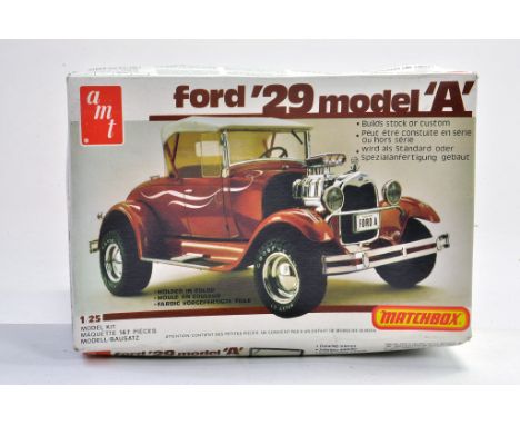 AMT Matchbox Plastic Model Kit. 1:25 scale comprising of no. PK-4156 Ford '29 model A. Appears to be complete. Very good to e