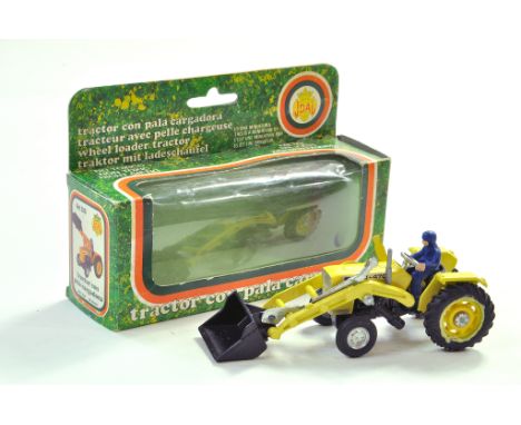 Joal Farm Issue comprising Ebro 470 Tractor with Loader in Yellow. Wheel melt, otherwise good in very good box. Condition Rep