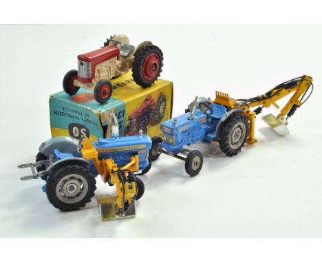 Group of vintage Corgi Tractor and Implement issues including Ford and Massey Ferguson. Some wear hence generally good, one i