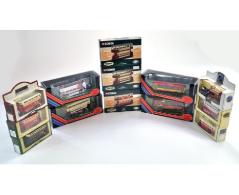 Corgi, Lledo and EFE Diecast Bus group comprising various issues. Thirteen Models. Appear Excellent with boxes.  Condition Re