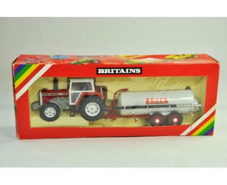 Britains Farm No. 9605 Massey Ferguson Tractor and Bauer Tanker Set. Appears very good to excellent in very good box, just so