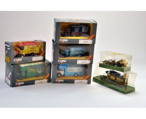 A group of five Corgi Classics Bedford / Thorneycroft Commercials in various liveries plus two more items. Generally very goo