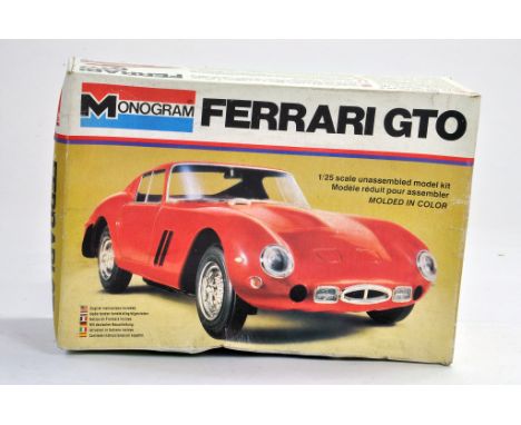 Monogram Plastic Model Kit. 1:25 scale comprising of no. 2244 Ferrari GTO. Appears to be complete. Very good to excellent. So