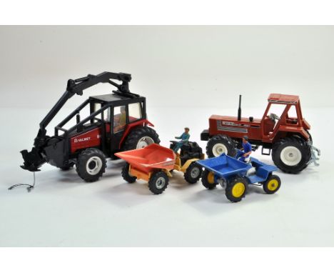 Britains Farm Valmet Logging Tractor plus Siku Fiat in addition to Britains dumper and Dinky issue. Good to very good. Condit