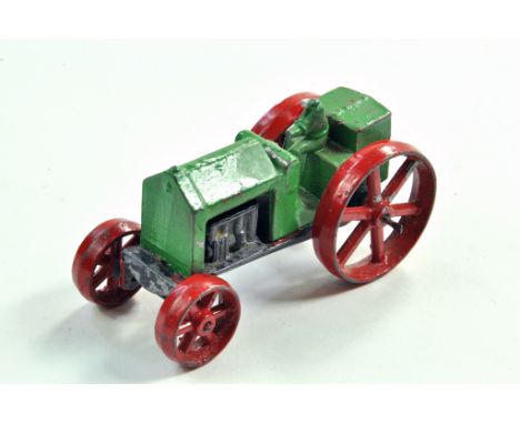 Johillco early issue tractor in green. Driver is missing head, otherwise good.  Condition Reports: Please contact us for addi