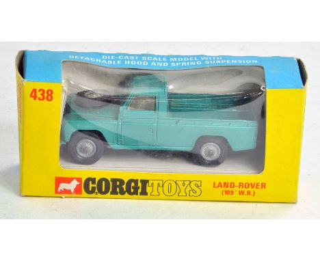 Corgi No. 438 Land Rover. Metallic green. Appears excellent with little or no signs of wear in very good box.